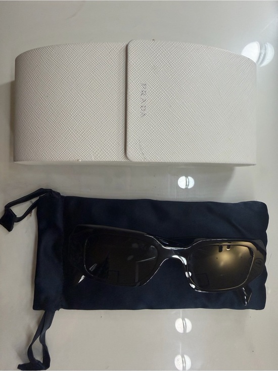 Prada Other - Prada Black Rectangular Sunglasses with White Case